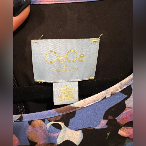 Cece by Cynthia Steffe Blue Scuba Floral Print A-Line Party Dress - Picture 9 of 9